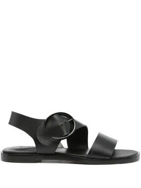 Robert Clergerie ILONA Black Leather Flat Sandals, Size EU 40.5/US 10, NEW